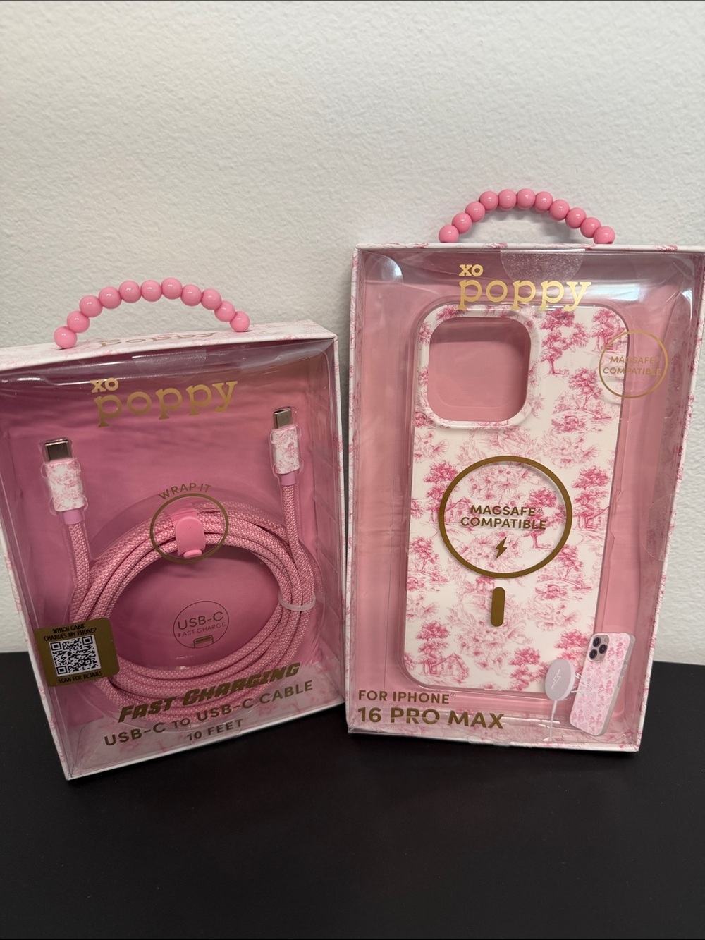 XO Poppy | Vintage Pink Floral iPhone 16 Pro Max MagSafe Case + USB-C Cable 🌸 - Picture 10 of 10